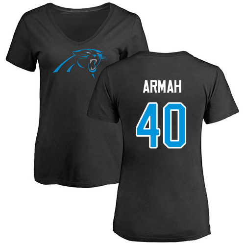 Carolina Panthers Black Women Alex Armah Name and Number Logo Slim Fit NFL Football #40 T Shirt
